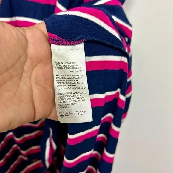 CHICO’S striped Pink/Blue Elastic waist pull on Maxi Skirt Size 0 4/6 US - Picture 7 of 10